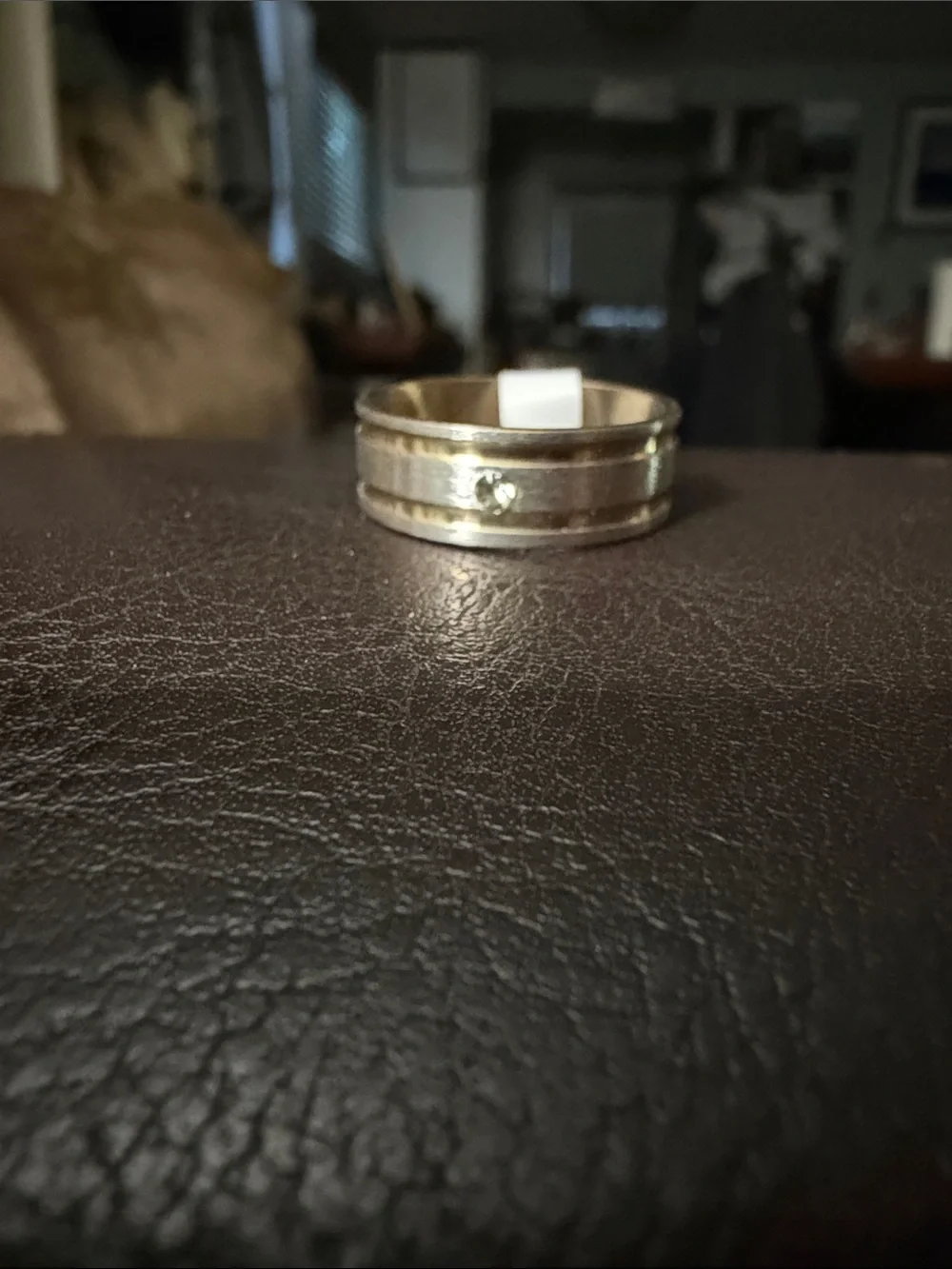 Stainless Steel Gold-Tone Men’s Band Ring